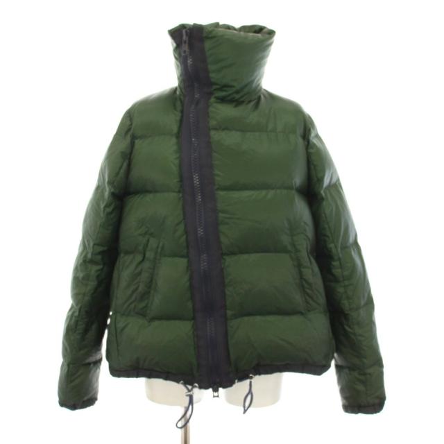 【中古】サカイラック sacai luck Aラインダウンジャケット アウター ハイネック 2 緑 紺 13AWLU575 レディース