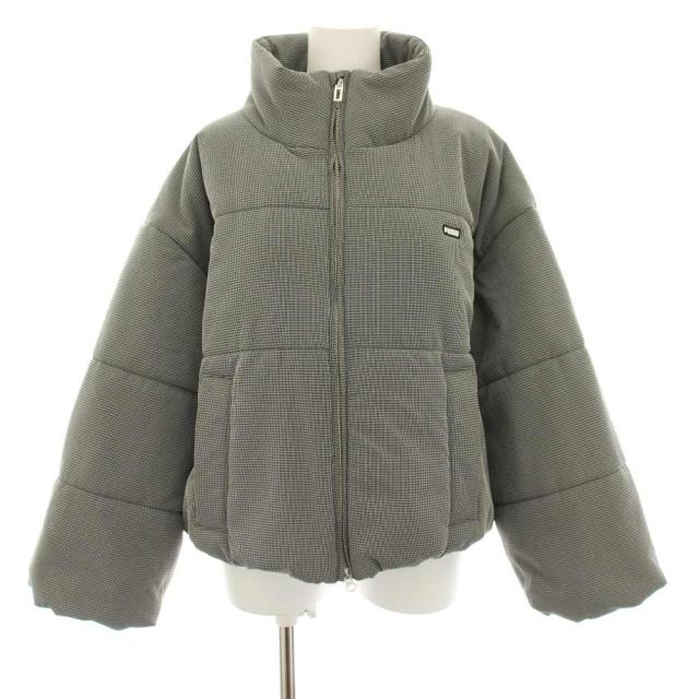 【中古】プーマ PUMA スナイデル SNIDEL 25AW 中綿ショートブルゾン アウター 総柄 S 黒 白 SWFJ255007 レディース