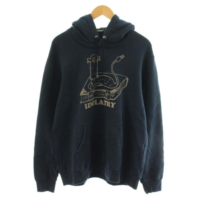 【中古】アンダーカバー JUN TAKAHASHI HOODIE GRACE IDOLATRY flocky パーカー プルオーバー ロゴ 3 紺