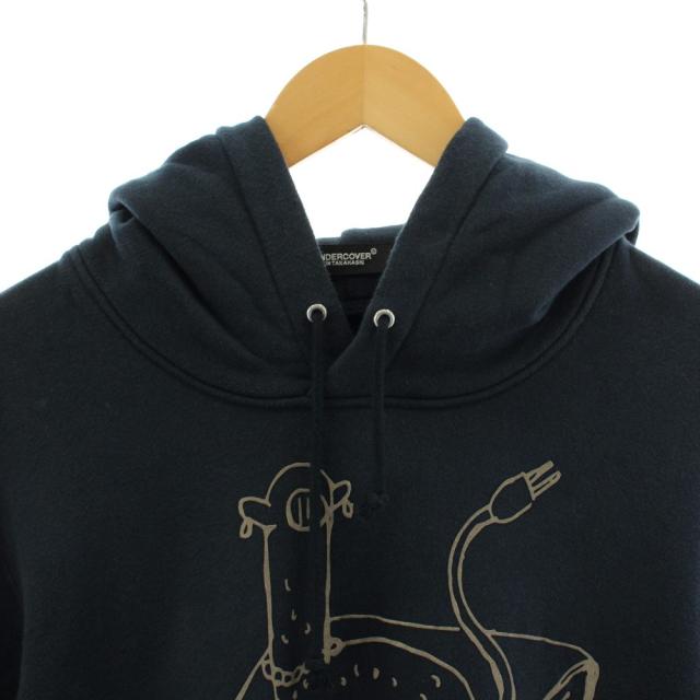 【中古】アンダーカバー JUN TAKAHASHI HOODIE GRACE IDOLATRY flocky パーカー プルオーバー ロゴ 3 紺_3
