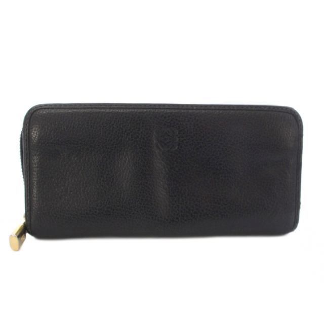 【中古】ロエベ LOEWE 長財布 ラウンドファスナー レザー アナグラム 型押し 黒 ブラック /TK ■OH レディース
