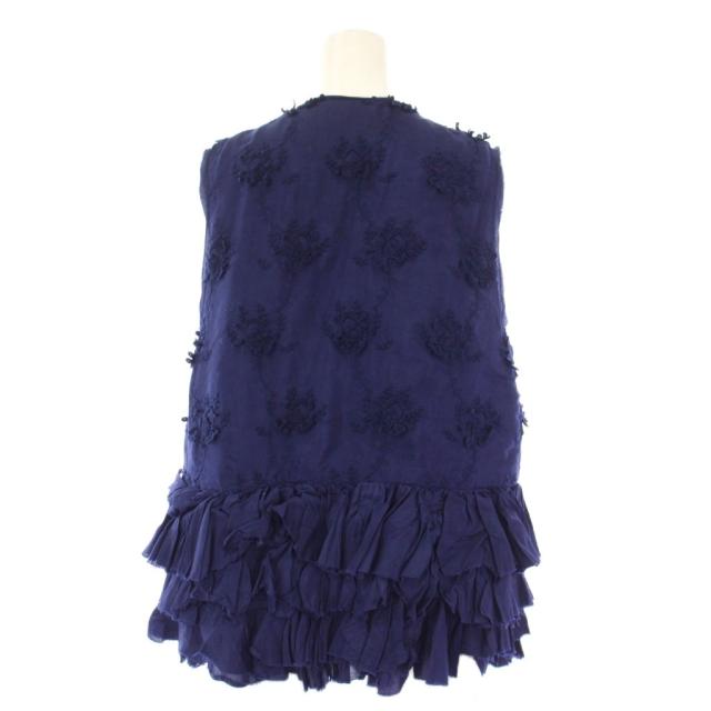 【中古】クリンクル クリンクル クリンクル frill rayon shantung vest ベスト ジレ フリル F 青 ブルー レディース_1