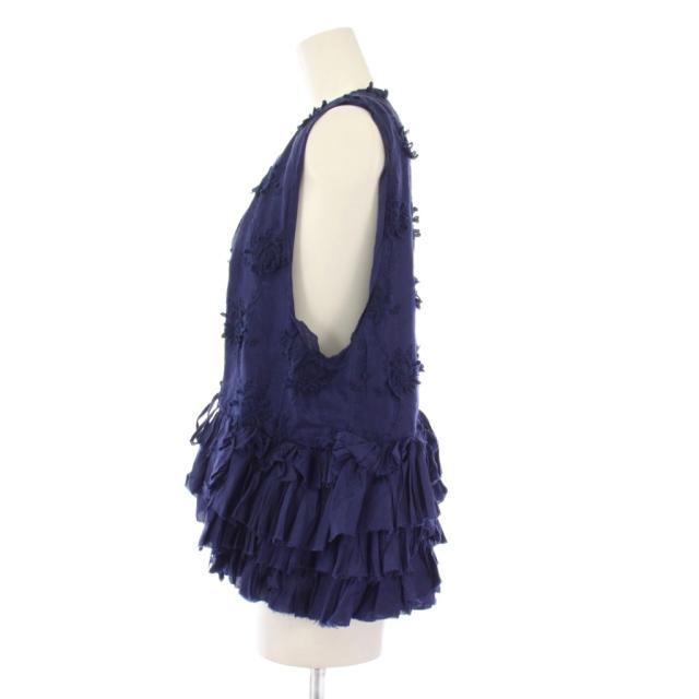 【中古】クリンクル クリンクル クリンクル frill rayon shantung vest ベスト ジレ フリル F 青 ブルー レディース_2