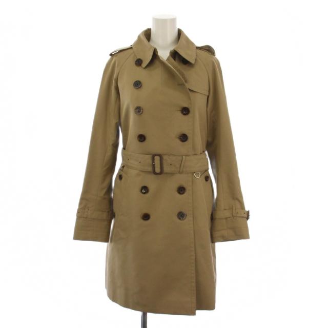 【中古】アクアスキュータム AQUASCUTUM ステンカラーコート ロング ベルト付き 4 ベージュ レディース
