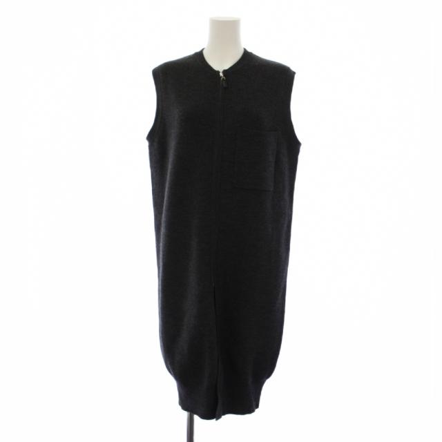 【中古】シンゾーン Shinzone 24AW LONG KNIT GILET ニット ジレ ベスト ロング丈 ジップアップ FO グレー レディース