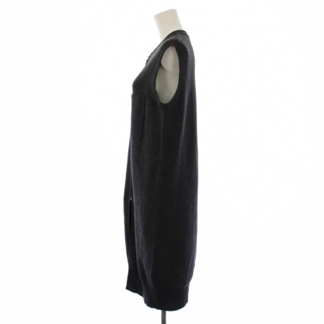 【中古】シンゾーン Shinzone 24AW LONG KNIT GILET ニット ジレ ベスト ロング丈 ジップアップ FO グレー レディース_1