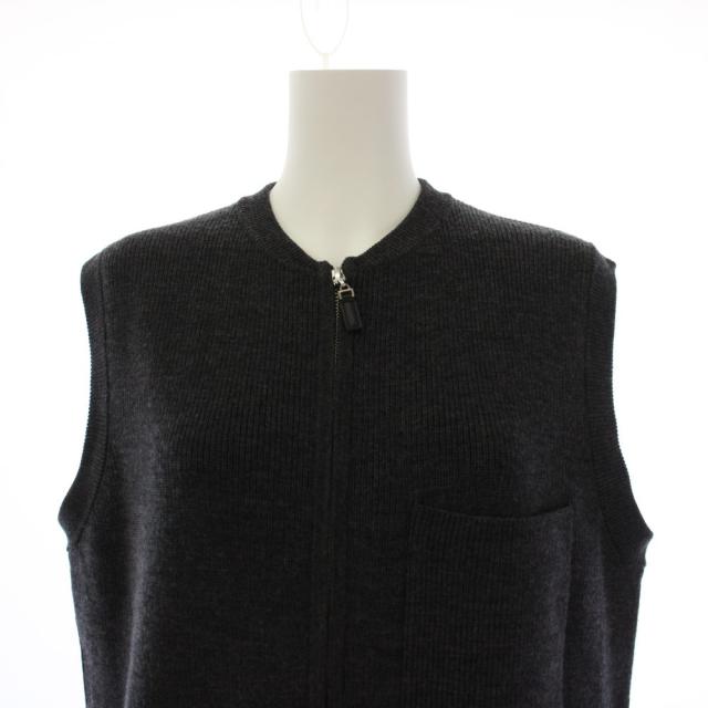 【中古】シンゾーン Shinzone 24AW LONG KNIT GILET ニット ジレ ベスト ロング丈 ジップアップ FO グレー レディース_4
