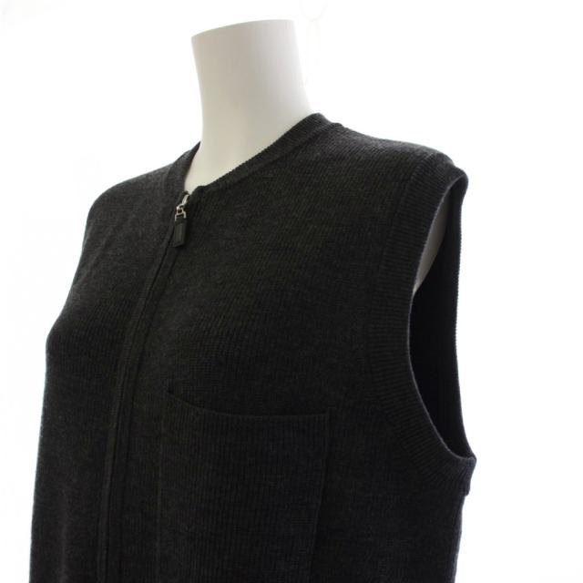 【中古】シンゾーン Shinzone 24AW LONG KNIT GILET ニット ジレ ベスト ロング丈 ジップアップ FO グレー レディース_5
