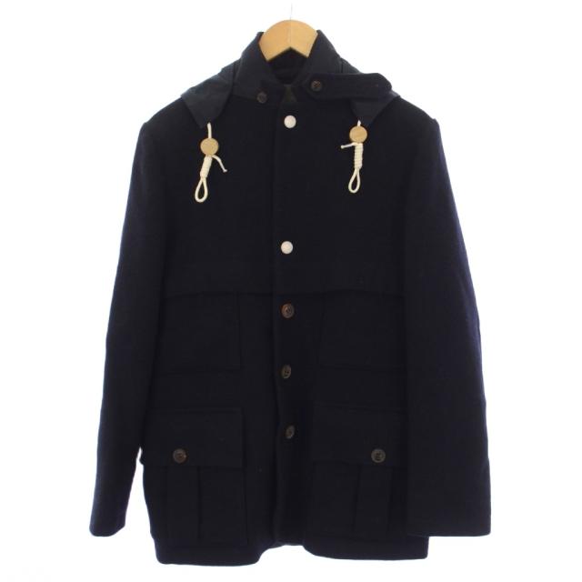 【中古】NIGEL CABOURN Harris tweed VENTILE SHERPA 1930’S JACKET ジャケット フード ウール 46 ネイビー メンズ