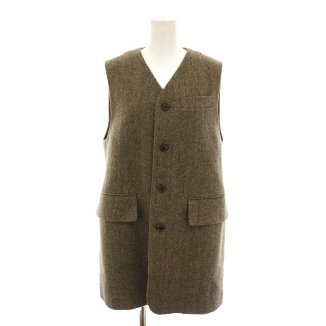 【中古】シンゾーン Shinzone 23AW ヘリンボーンジレ HERRINGBONE GILET ベスト 前開き 36 茶 23AMSJK02 レディース