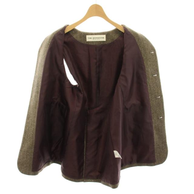 【中古】シンゾーン Shinzone 23AW ヘリンボーンジレ HERRINGBONE GILET ベスト 前開き 36 茶 23AMSJK02 レディース_3