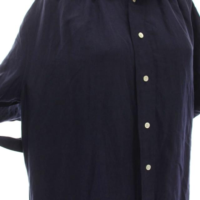 【中古】ポロ バイ ラルフローレン Polo by Ralph Lauren シャツワンピース ロング シルク混 リネン混 半袖 2 紺