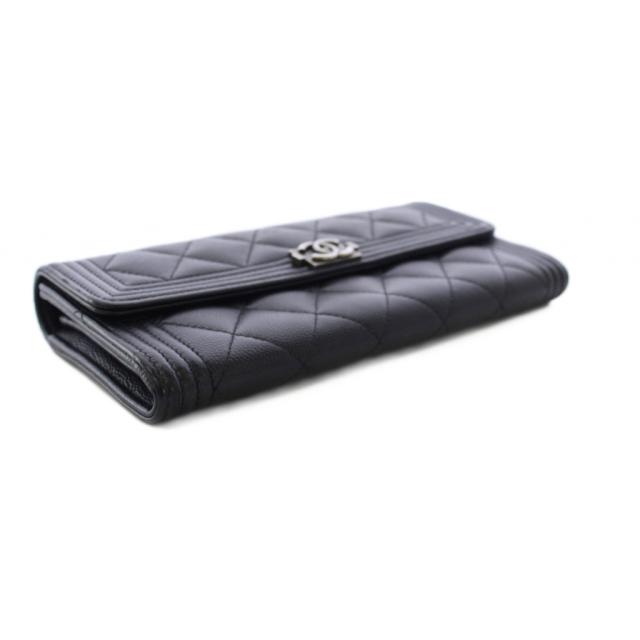 【中古】シャネル CHANEL ボーイシャネル キャビアスキン 長財布 ココマーク 黒 24番台 /KH ■OH レディース_3