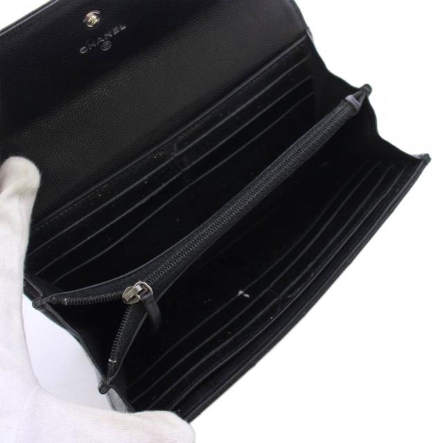 【中古】シャネル CHANEL ボーイシャネル キャビアスキン 長財布 ココマーク 黒 24番台 /KH ■OH レディース_5
