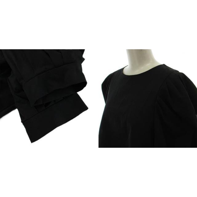 【中古】ユナイテッドアローズ RIRANCHA ギャザーブラウス＆スカート セットアップ 38 40 紺 半袖 ミモレ丈 タイト_6