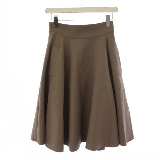 【中古】フォクシー FOXEY Skirt Nicole フレアスカート ひざ丈 ウール 38 茶 41425 /BM レディース