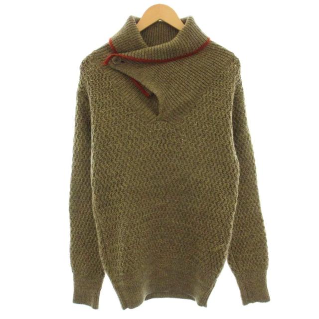【中古】キャピタル kapital ウール ニット セーター 襟付き 長袖 M カーキ /☆G メンズ