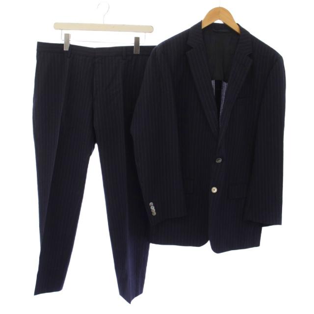 【中古】HUGO BOSS シングルスーツ セットアップ 上下 テーラードジャケット スラックスパンツ IT52 ネイビー メンズ