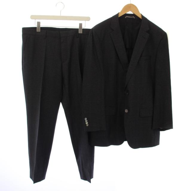 【中古】HUGO BOSS COLOMBO Super 130 シングルスーツ セットアップ 上下 IT52 黒 メンズ