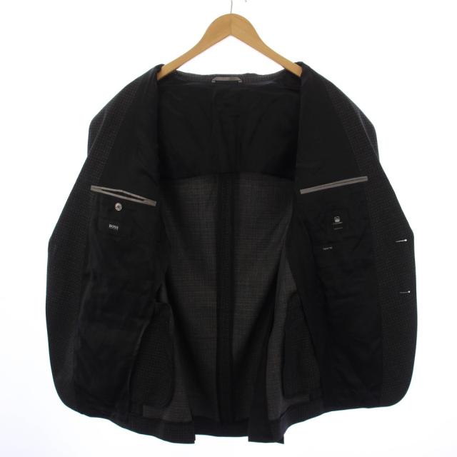【中古】HUGO BOSS COLOMBO Super 130 シングルスーツ セットアップ 上下 IT52 黒 メンズ_7