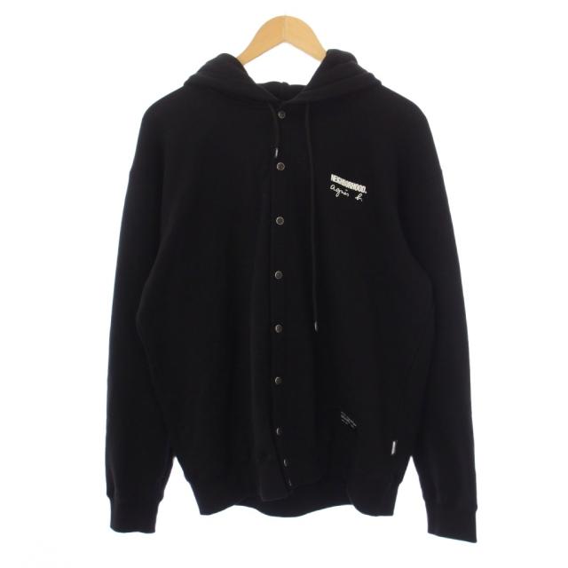 【中古】ネイバーフッド NEIGHBORHOOD × アニエスベー agnes b 25AW スウェットスナップフーディー L 黒 メンズ