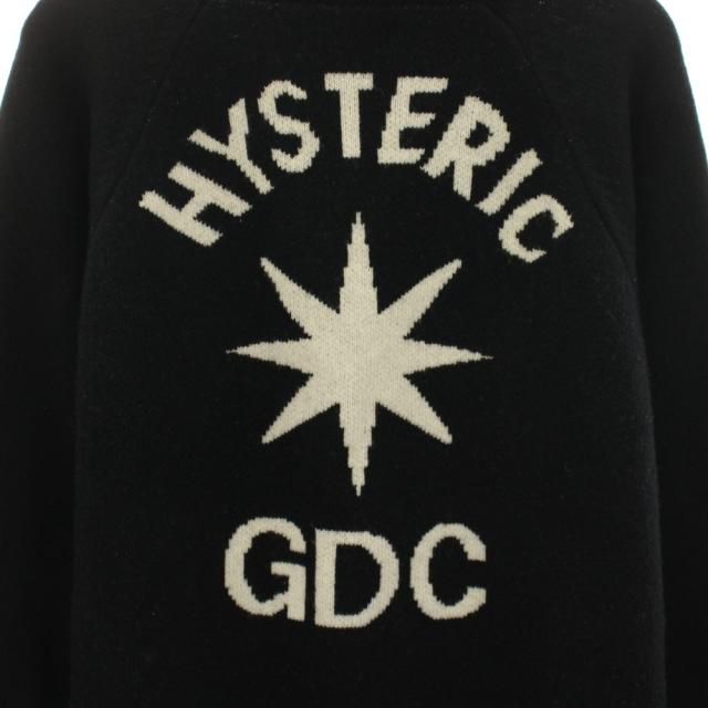 【中古】ヒステリックグラマー ジーディーシーコラボ タートルネックニット 長袖 バックプリント L 黒 白 GD0200_3