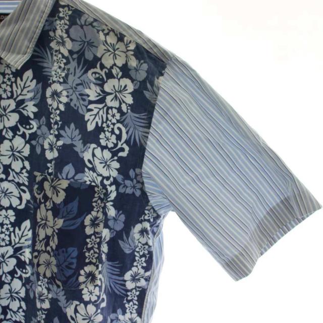 【中古】コムデギャルソンオムドゥ シャツ カットソー L 青 ブルー 花柄 ストライプ 半袖 DK-B050 /GG メンズ_3