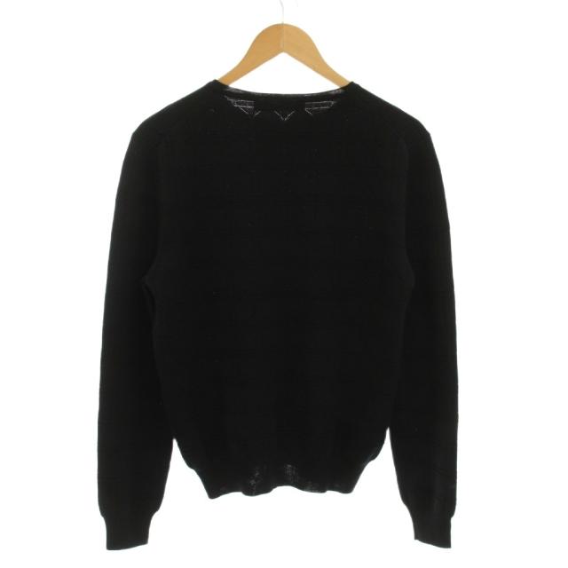 【中古】クリスチャンディオール Christian Dior ニット セーター シルク混 38 黒 ブラック ラウンドネック 織り柄_1