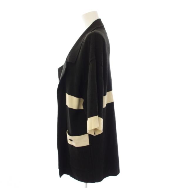 【中古】シャネル CHANEL ニットカーディガン トッパー 半袖 ココマークボタン 黒 ブラック ベージュ レディース