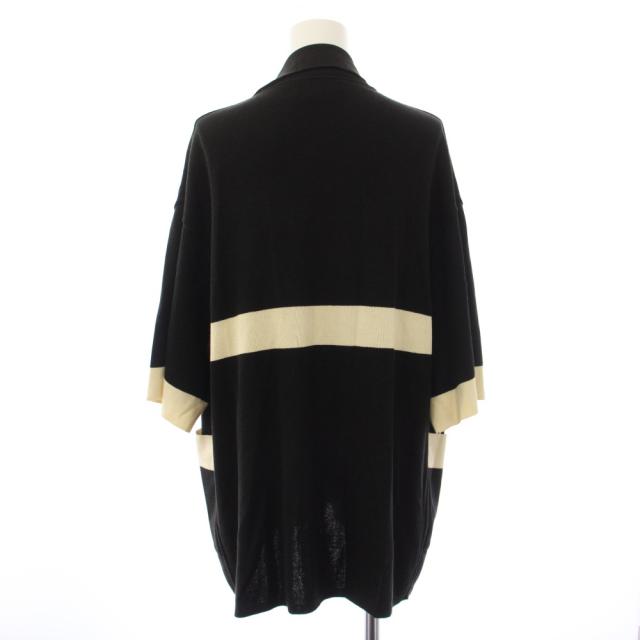 【中古】シャネル CHANEL ニットカーディガン トッパー 半袖 ココマークボタン 黒 ブラック ベージュ レディース