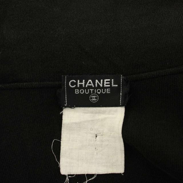 【中古】シャネル CHANEL ニットカーディガン トッパー 半袖 ココマークボタン 黒 ブラック ベージュ レディース