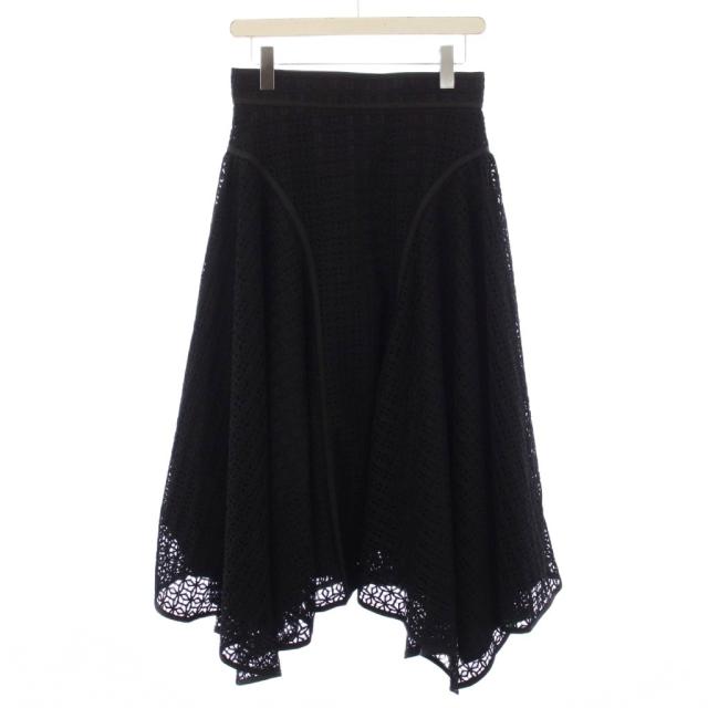【中古】シートーキョー SHE Tokyo フレアスカート ロング レース 38 黒 S-SK-402 /BM レディース