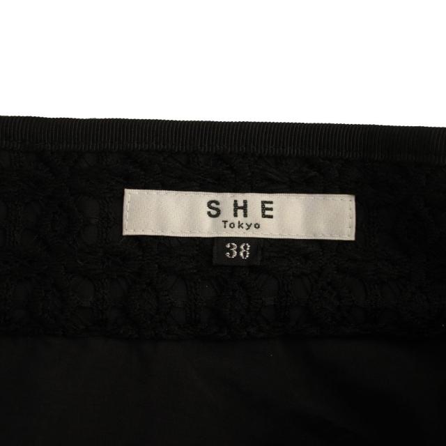 【中古】シートーキョー SHE Tokyo フレアスカート ロング レース 38 黒 S-SK-402 /BM レディース_2