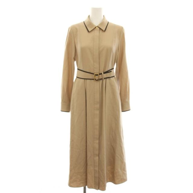 【中古】アナイ 23AW ウールフラノタックシャツワンピース ロング 長袖 36 ベージュ 茶 10232714660 レディース