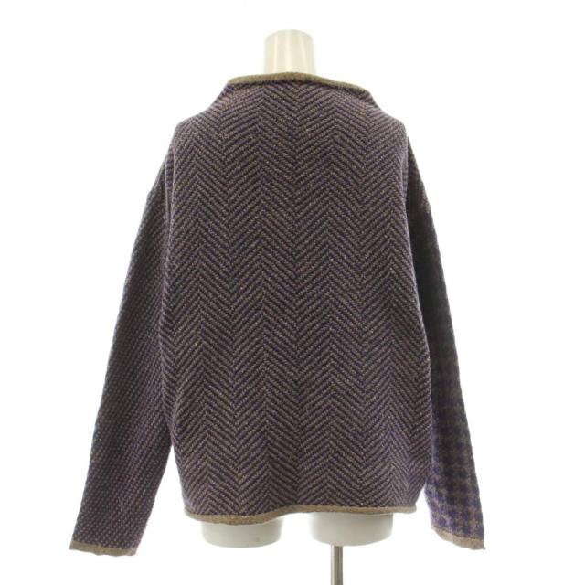 【中古】フォーティーファイブアールピーエム ウール紡の908馬Tシャツ ニット セーター 長袖 ヘリンボーン 千鳥格子_2