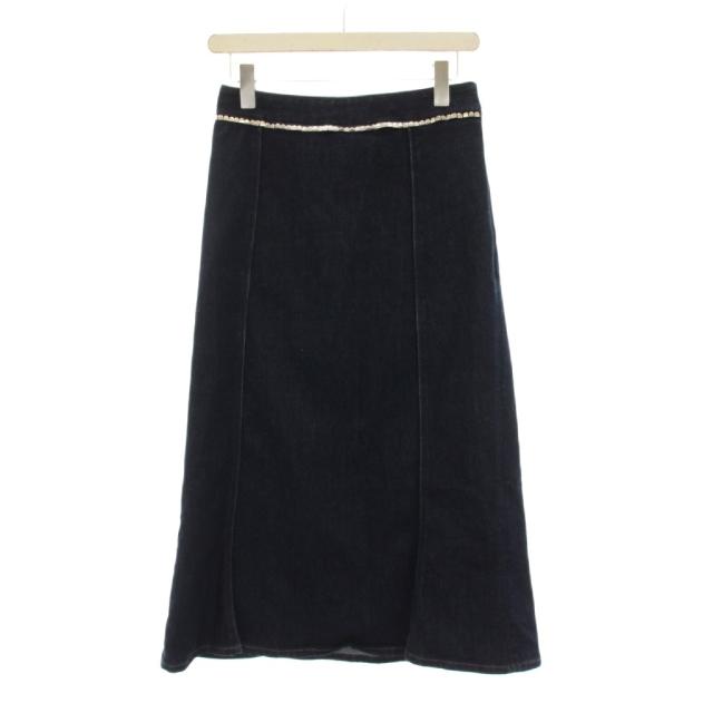 【中古】クロエ CHLOE デニムスカート ロング ビジュー 36 紺 ネイビー /YM レディース