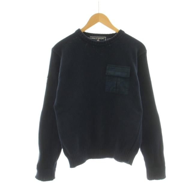 【中古】ポロスポーツ POLO SPORT RALPH LAUREN ニット セーター 長袖 コットン S 紺 ネイビー /KU メンズ