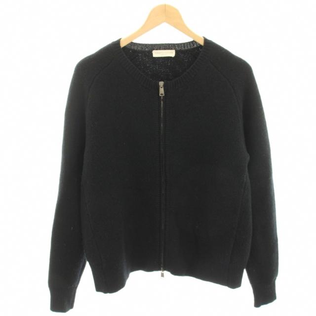 【中古】ロベルトコリーナ ROBERTO COLLINA ニットカーディガン ジップアップ 長袖 ウール 黒 ブラック /HN