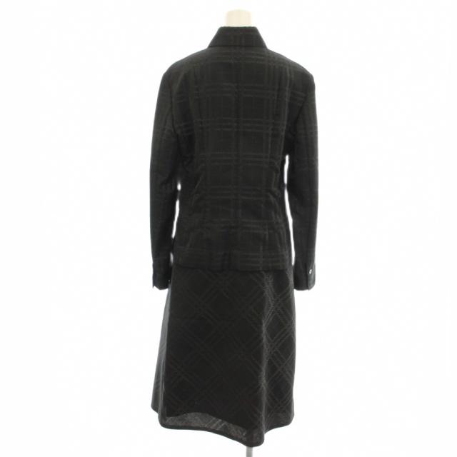 【中古】バーバリー BURBERRY LONDON セットアップ シャツ ラップスカート チェック ひざ丈 スカート 40 黒_1