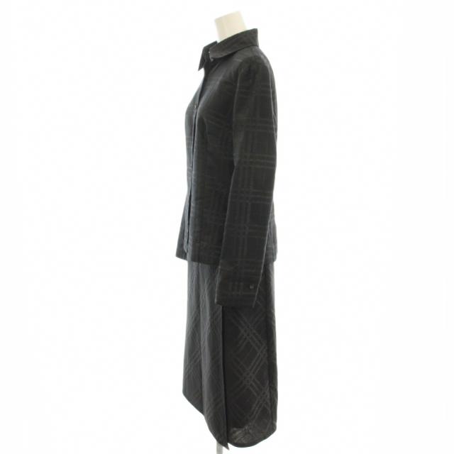【中古】バーバリー BURBERRY LONDON セットアップ シャツ ラップスカート チェック ひざ丈 スカート 40 黒_3
