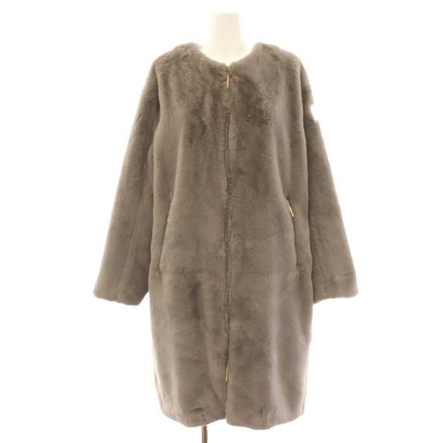 【中古】タトラス TATRAS 24AW タミル TAMIL ノーカラーコート ボア ロング ジップアップ 茶 ブラウン LTAT24A4908