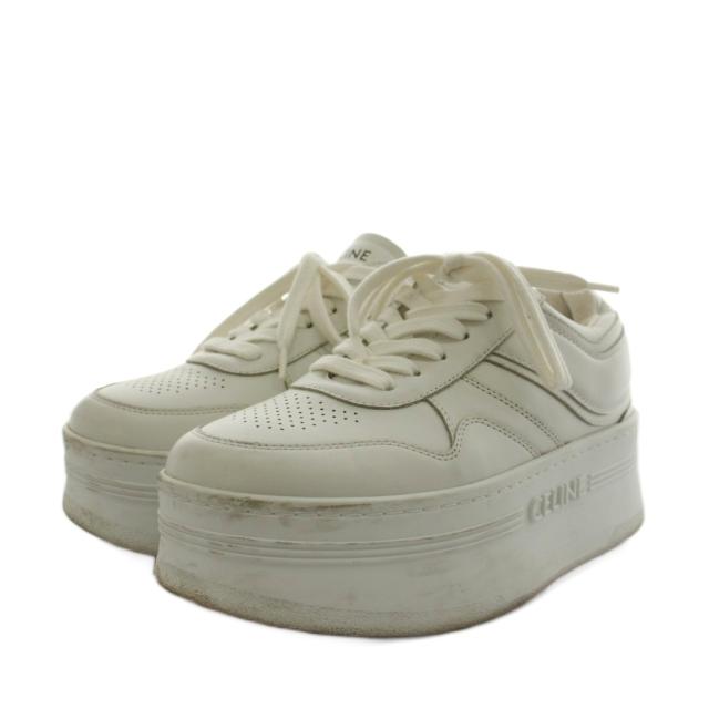 【中古】セリーヌ CELINE スニーカー シューズ 厚底 ロゴ 36 白 ホワイト 0263 /AN36 ■OH レディース