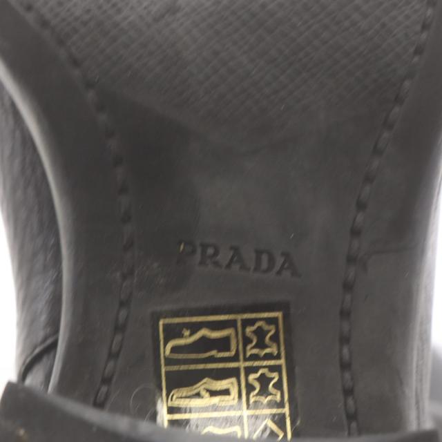 【中古】プラダ PRADA ロングブーツ チャンキーヒール ロゴ レザー 23.0cm 黒 ブラック /AN15 レディース_3