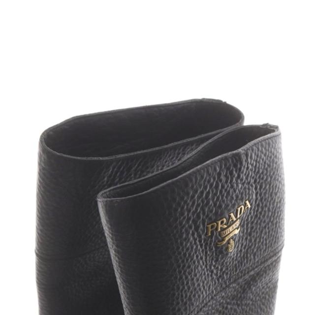 【中古】プラダ PRADA ロングブーツ チャンキーヒール ロゴ レザー 23.0cm 黒 ブラック /AN15 レディース_6