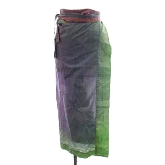 【中古】イッセイミヤケ ISSEY MIYAKE ラップスカート M マルチカラー ロング丈 IM63-FG300 /GG レディース