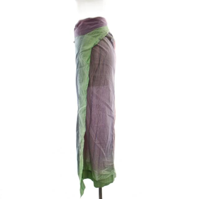 【中古】イッセイミヤケ ISSEY MIYAKE ラップスカート M マルチカラー ロング丈 IM63-FG300 /GG レディース