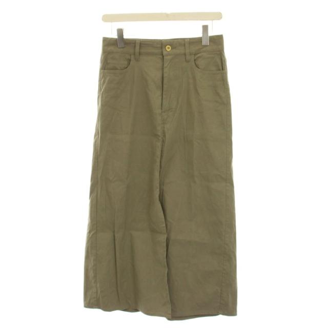 【中古】ミューズ ドゥーズィエム クラス STRETCH TWILL B/FLARE スカート ロング リネン混 38 グレー カーキ