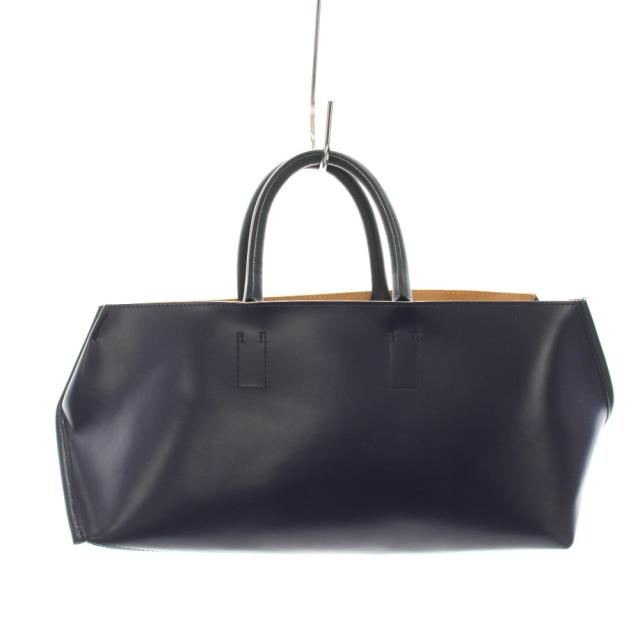 【中古】コートニーオーラ COURTNEY ORLA  スロープワイドトーツ トートバッグ ハンドバック なめし革 紺 レディース