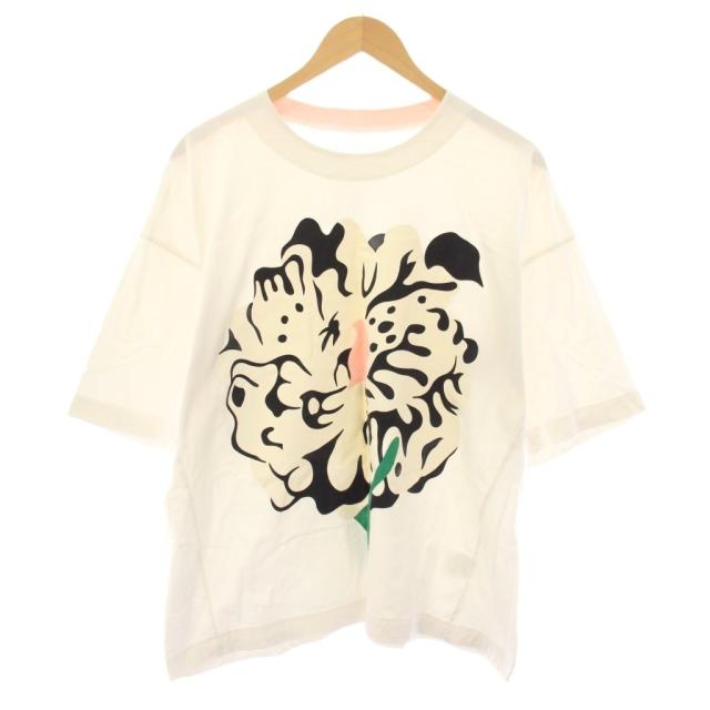 【中古】イッセイミヤケ ISSEY MIYAKE IKKO TANAKA Tシャツ カットソー 半袖 花柄 2 白 ホワイト RT36JK251 /AN30
