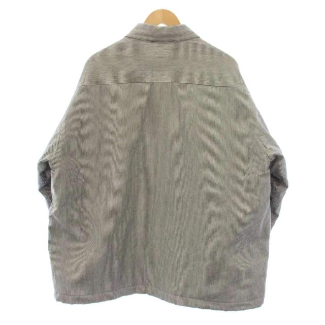 【中古】ポストオーバーオールズ DESCENDAN ヒッコリーストライプジャケット ステンカラージャケット 中綿 XL 紺 白_1